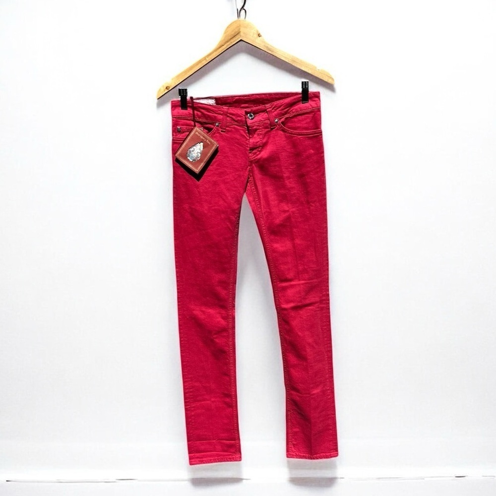🌻NEW w/tags Dondup Red Noah Skinny Button Fly Low Rise Jeans Women’s Size 25
